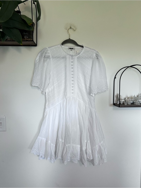 Madewell Dresses & Skirts - Madewell White Eyelet Flutter Sleeve Mini Dress in Cotton Size 2